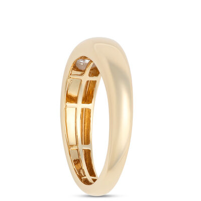 Flush Set Oval Diamond Ring, 0.18 Carat Total Weight, 14K Yellow Gold
