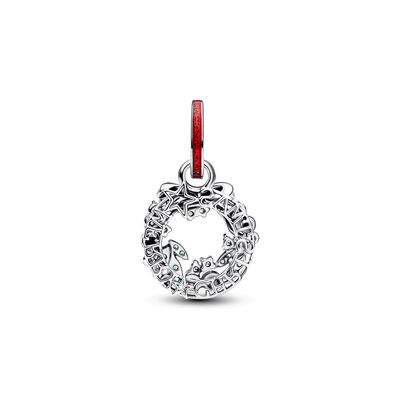 Pandora Holiday Wreath Double Dangle Charm