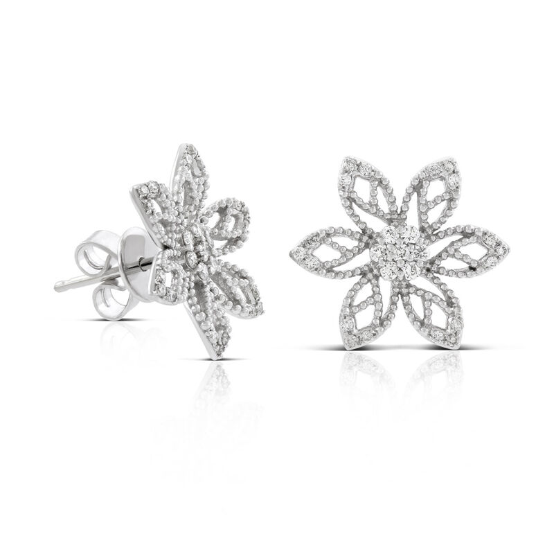 Floral Diamond Earrings 14K image number 1