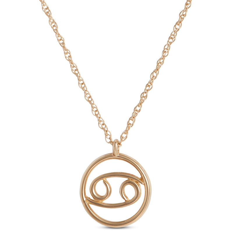 Cancer Zodiac Sign Pendant Necklace, 14K Yellow Gold image number 0
