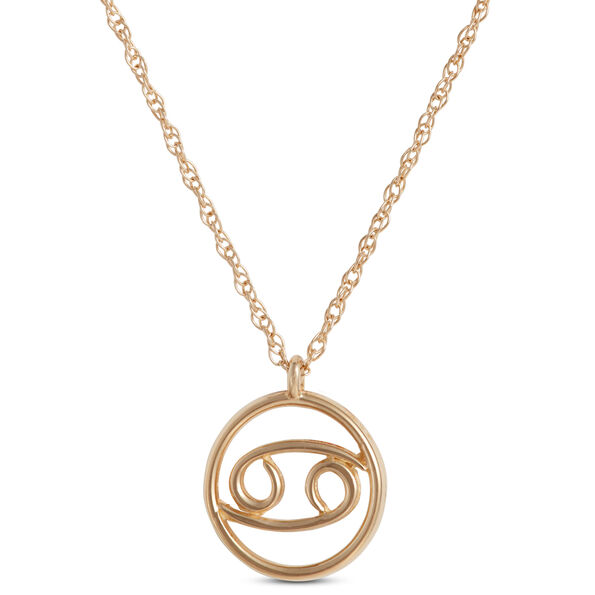 Cancer Zodiac Sign Pendant Necklace, 14K Yellow Gold
