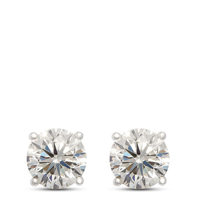 Classic Round Diamond Studs, 3 Total Carat Weight, 14K White Gold