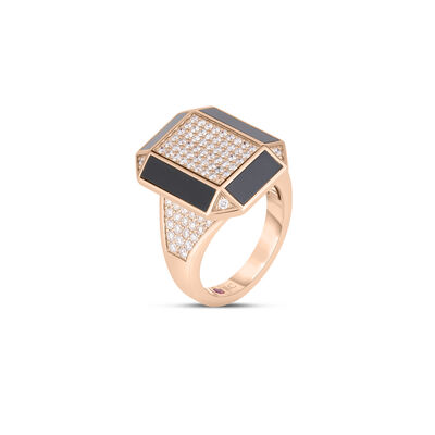 Roberto Coin 18K Rose Gold Art Deco Mosaic Diamond And Black Jade Ring