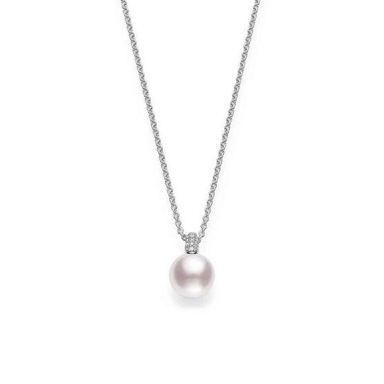 Mikimoto White South Sea Cultured Pearl & Diamond Necklace 18K