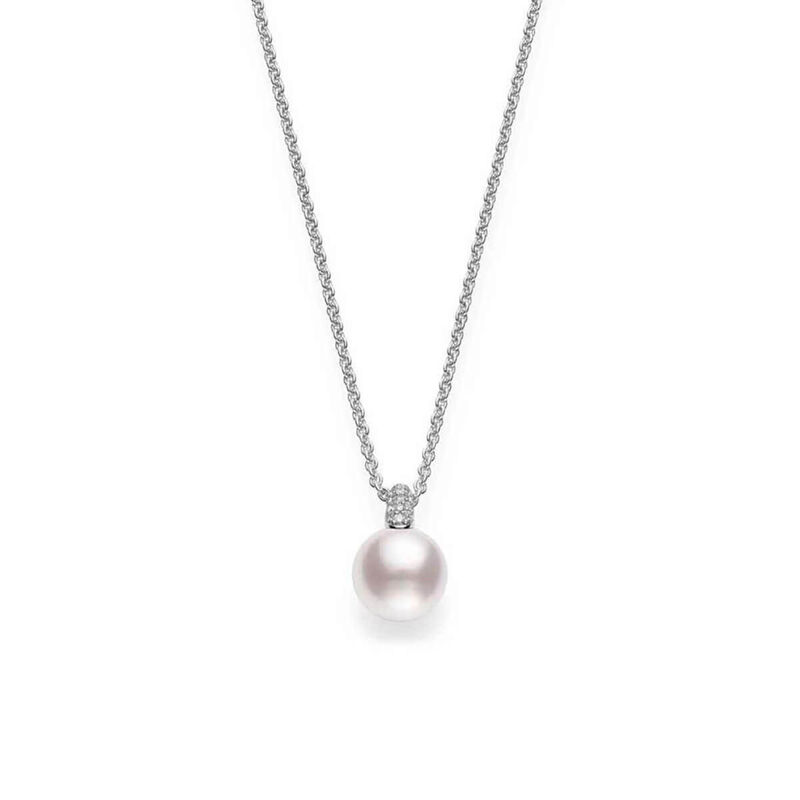 Mikimoto White South Sea Cultured Pearl & Diamond Necklace 18K image number 0