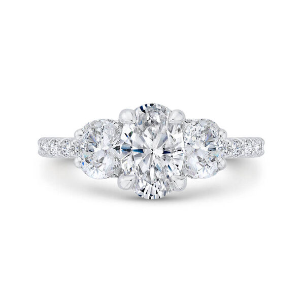 Bella Ponte 3-Stone Oval Diamond Engagement Ring, 14K White Gold
