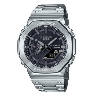 G-Shock Full Metal Watch Silver Case Black Dial, 49.8mm