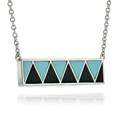 Turquoise &  Black Onyx Bar Necklace