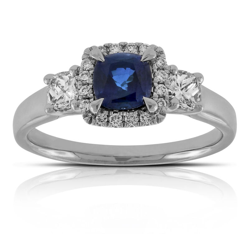 Cushion Sapphire & Diamond Ring 14K image number 0