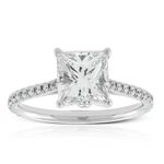 Princess Cut Solitaire Ring 18K, 2.14 ct. Center