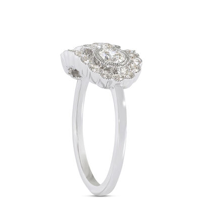 Diamond Halo Ring, 14K White Gold Size 7