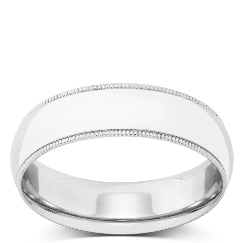 Polished Milgrain Edge Comfort Fit 6mm Band in Platinum image number 0