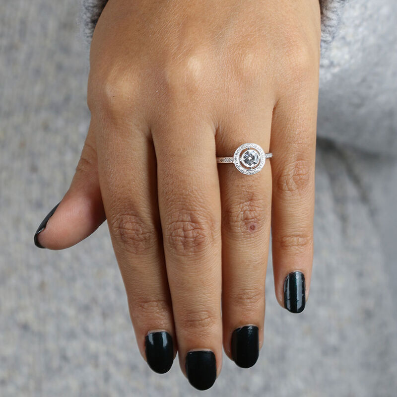 Bezel Set Halo Diamond Engagement Ring 14K image number 2
