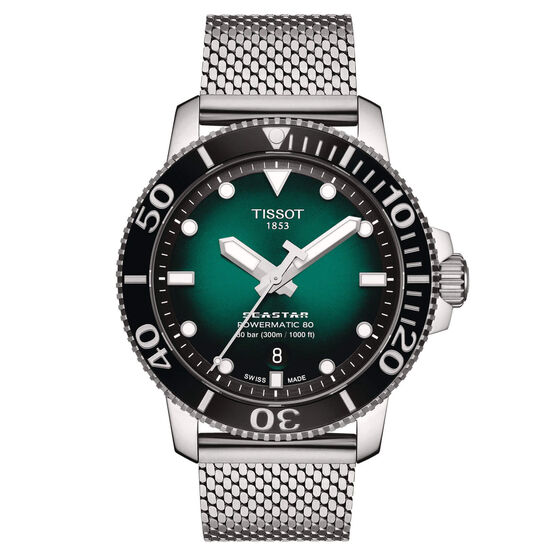 Tissot Seastar 1000 Powermatic 80 Green Dial Steel Watch, 43mm