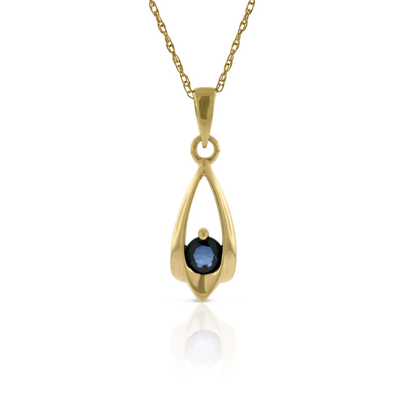 Sapphire Teardrop Pendant Necklace, 14K Yellow Gold image number 1