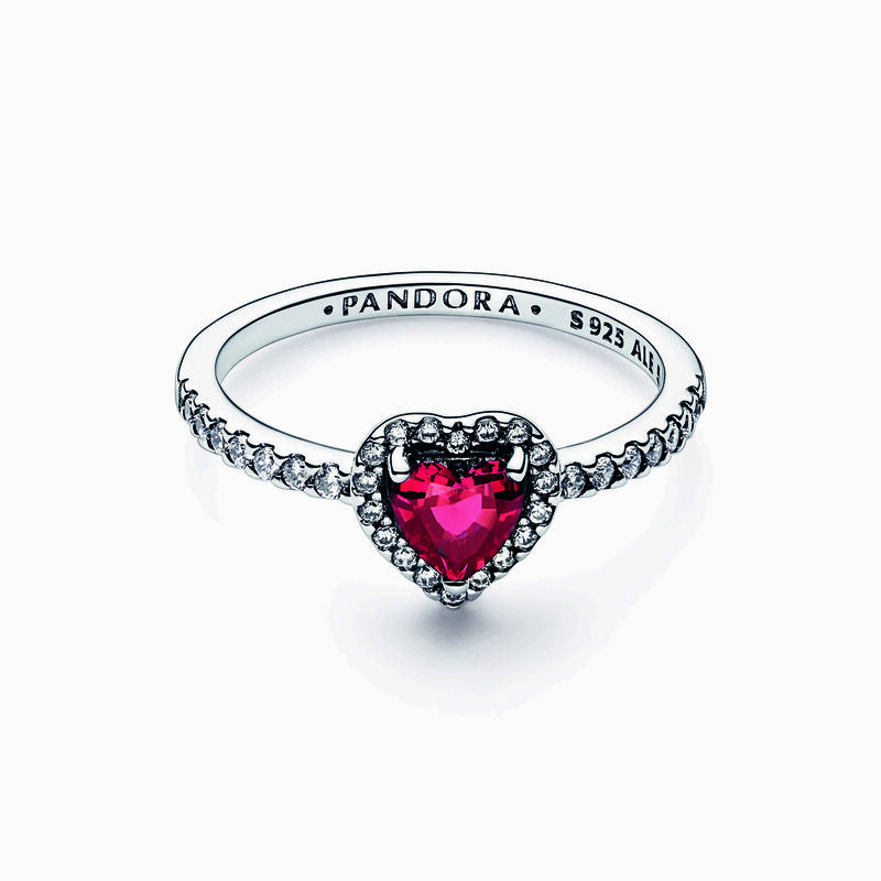 Pandora Sparkling Red Elevated Heart Ring