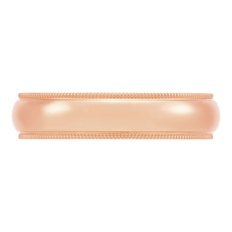 Rose Gold Polished Edge Milgrain Comfort Fit 5mm Band 18K image number 2