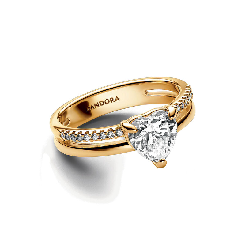 Pandora Double Band Heart Ring image number 1