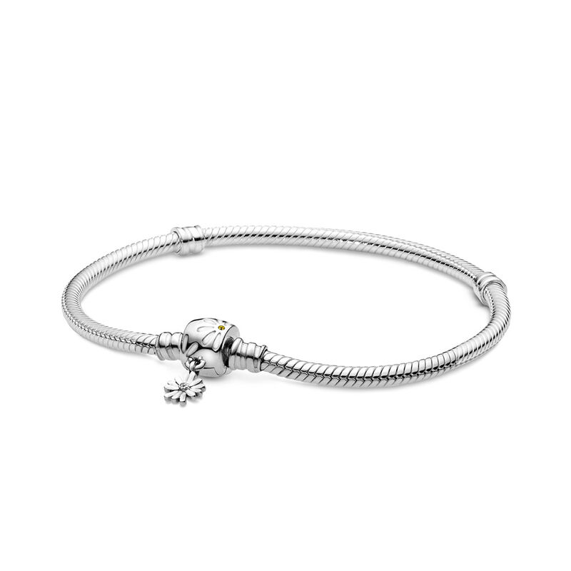 Pandora Moments Daisy Flower Crystals & CZ Clasp Snake Chain Bracelet image number 0