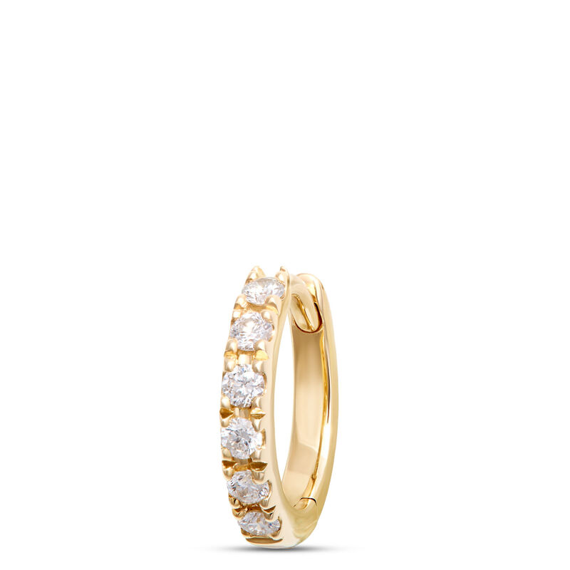 9MM Classic Round Diamond Single Hoop Earring, 14k Yellow Gold image number 0