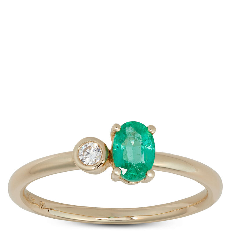 Oval Emerald and Diamond Ring, 14K Yellow Gold image number 0