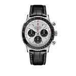 Breitling Navitimer B01 Chronograph Watch Steel Case Silver Dial, Black Leather Strap, 43mm