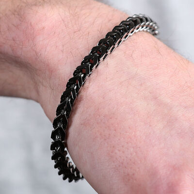 Black IP Franco Chain Bracelet in Stainless Steel