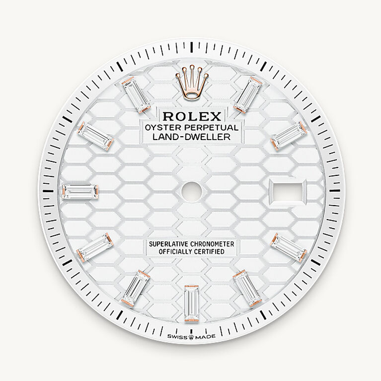 rolex land-dweller in 18 ct everose gold, m127285tbr-0002 - intense white dial - ben bridge