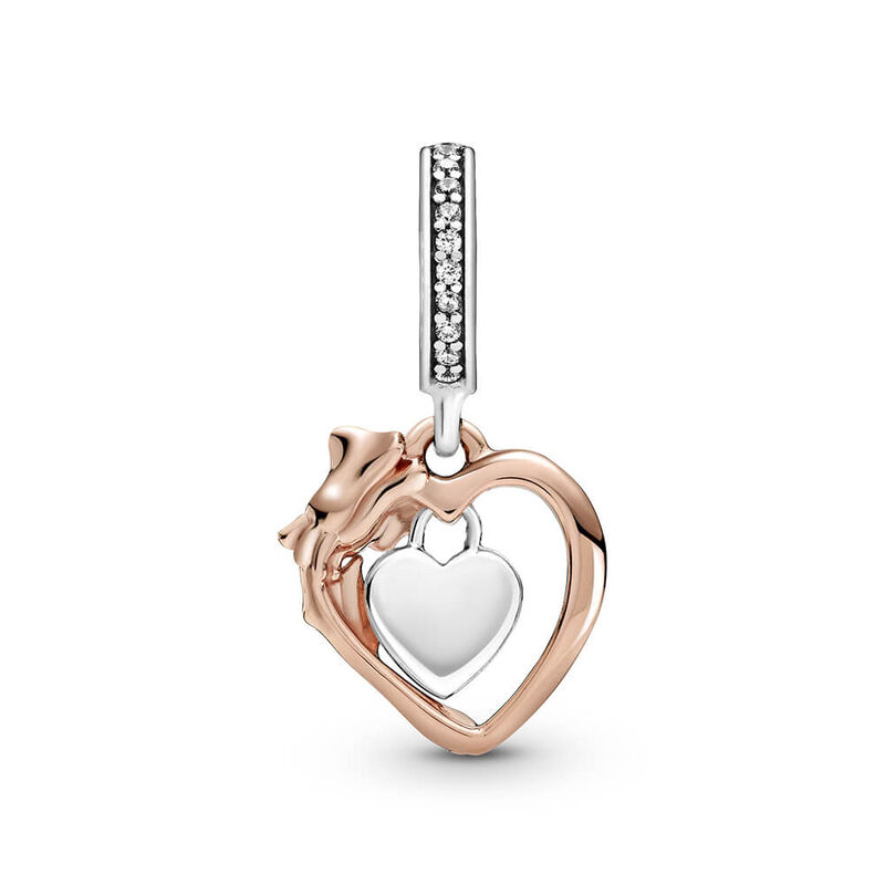 Pandora Heart & Rose Flower CZ Dangle Charm image number 2