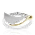 Two-Tone Diamond Leaf Ring 14K