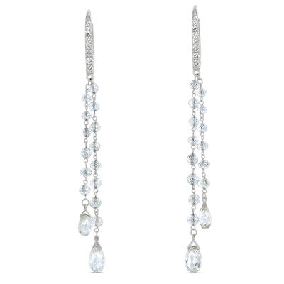 Brilliant Round Diamond Dangle Earrings, 18K White Gold