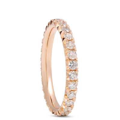 Classic Round Diamond Eternity Ring, 1 Carat Total Weight, 14K Rose Gold Size 7.5