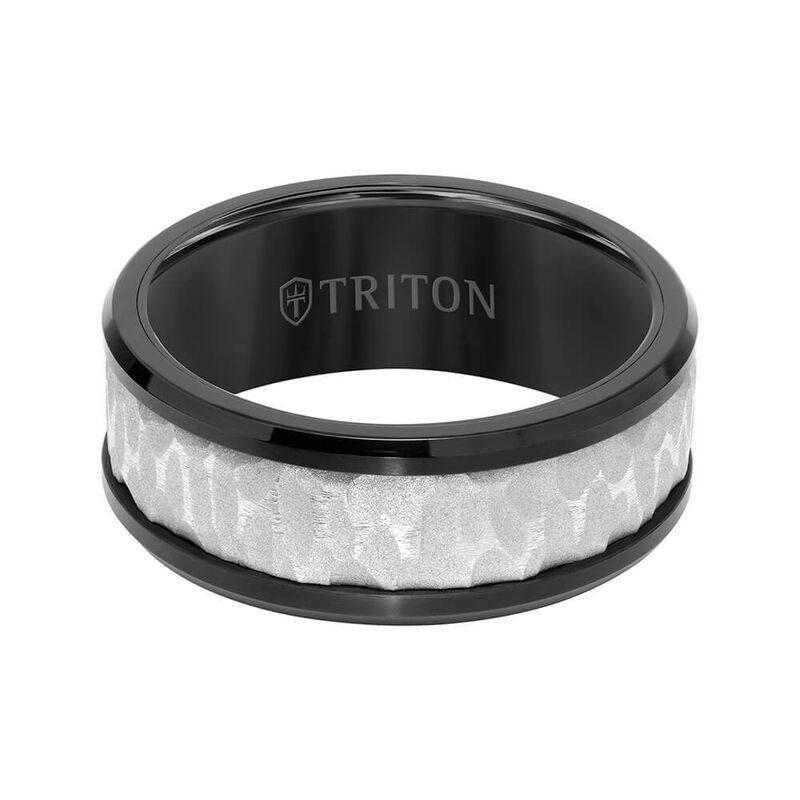 TRITON Contemporary Comfort Fit Sandblasted Finish Band in Tungsten, 9 mm image number 1
