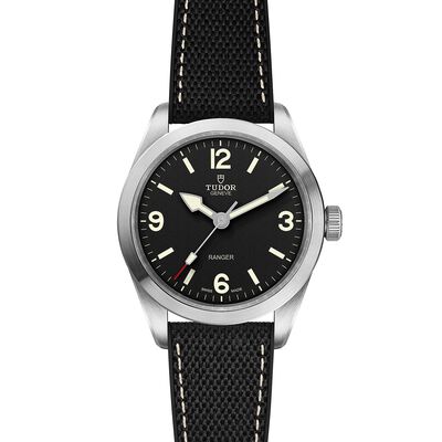 TUDOR Ranger Watch Black Dial Black Rubber Strap, 39mm