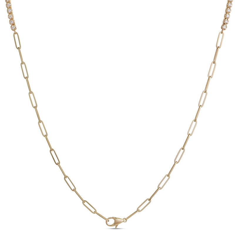 Graduated Round Diamond Necklace, 14K Yellow Gold image number 2