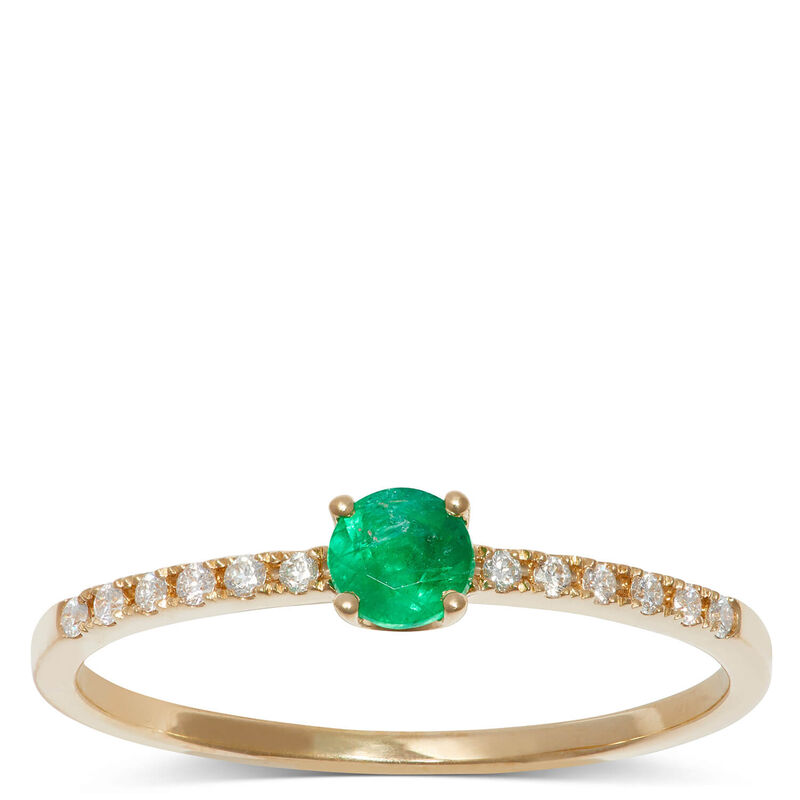 Emerald & Diamond Ring 14K image number 1