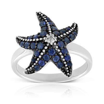 Lisa Bridge Sapphire & White Topaz Starfish Ring