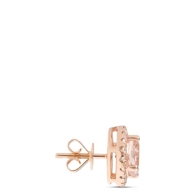 Morganite and Diamond Studs, 14K Rose Gold