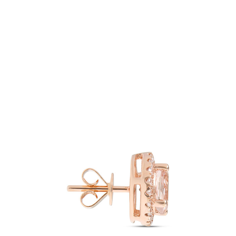 Morganite and Diamond Studs, 14K Rose Gold image number 1