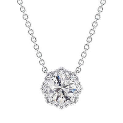 De Beers Forevermark Floral Halo Diamond Necklace 18K