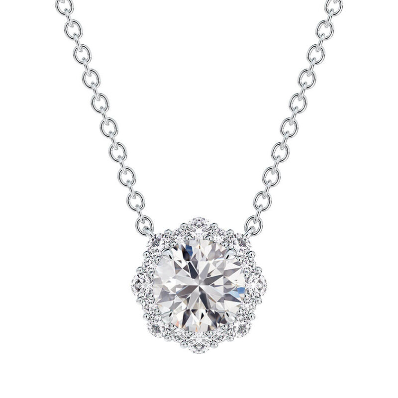 De Beers Forevermark Floral Halo Diamond Necklace 18K image number 1
