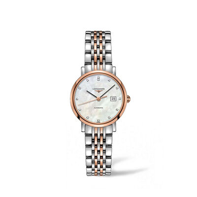 Longines Elegant Collection Watch Mother of Pearl Dial Steel Bracelet, 29mm