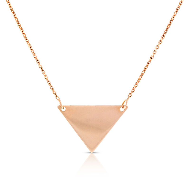 Rose Gold Engravable Triangle Necklace 14K image number 0