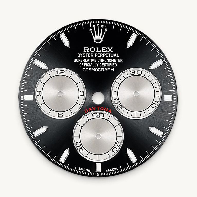 rolex cosmograph daytona in 18 ct white gold, m126509-0001 - bright black and steel dial - ben bridge