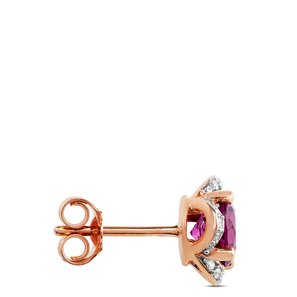 Purple Garnet and Diamond Earrings, 14K Rose Gold