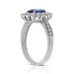 Sapphire & Diamond Halo Ring 14K