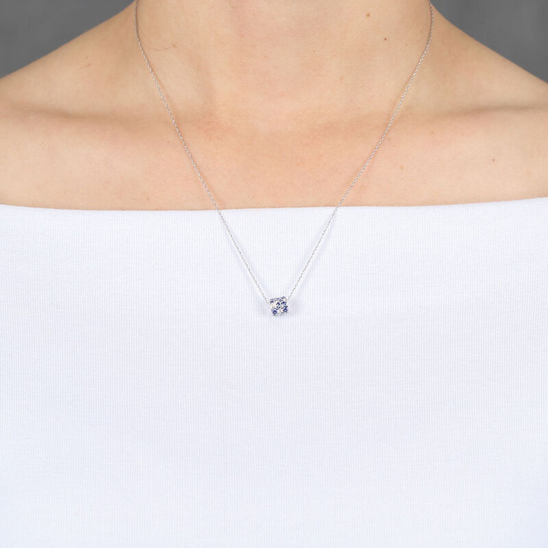Aquamarine Birthstone/Gemstone & Diamond Pendant 14K White Gold, Women's Necklace, by Ben Bridge Jewelers