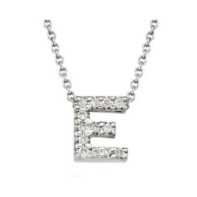 Roberto Coin Tiny Treasures Diamond Love Letter "E" Necklace, 18 Inches