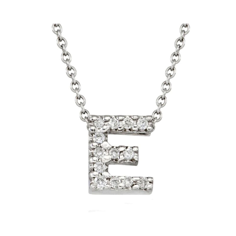 Roberto Coin Tiny Treasures Diamond Love Letter "E" Necklace, 18 Inches image number 0