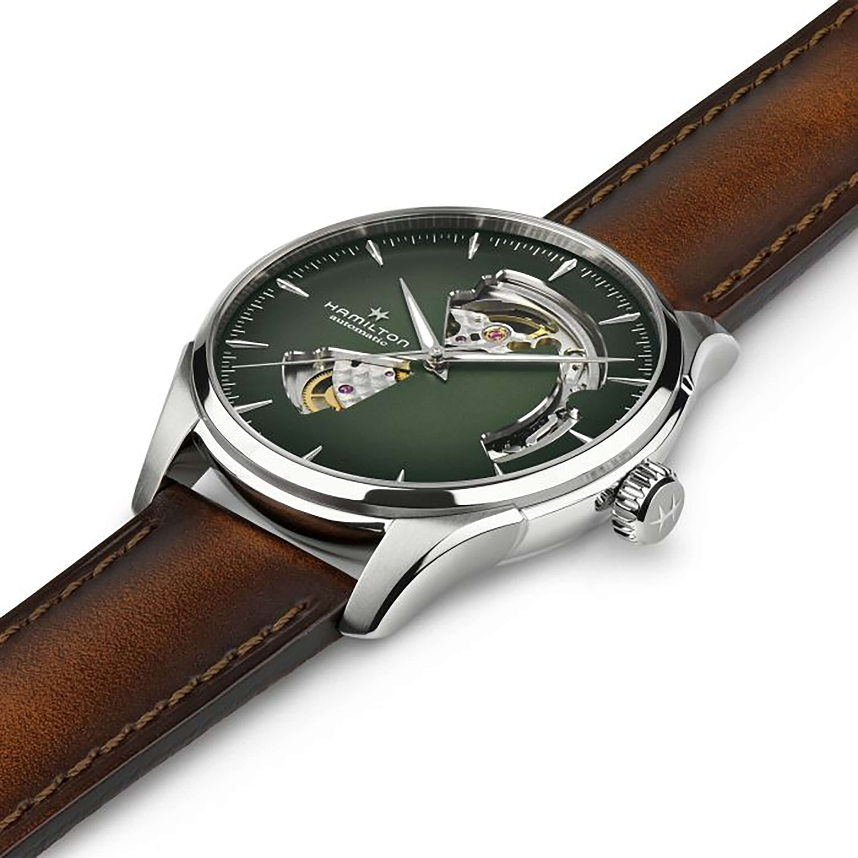 ハミルトン Hamilton Jazzmaster Open Heart Auto Green Dial Watch, 40mm